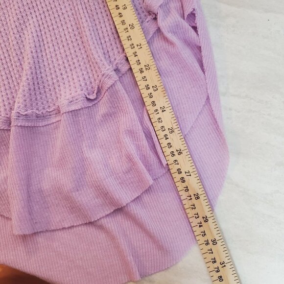 Free People Waffle Knit Ruffle Tunic Womens XS X-Small Lavender Purple Boho - Picture 5 of 11